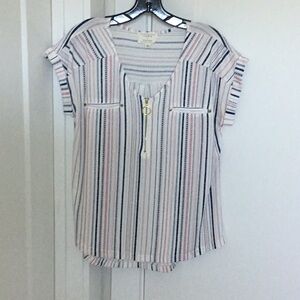 Vince Camuto Cream Boxy Short Sleeve Blouse